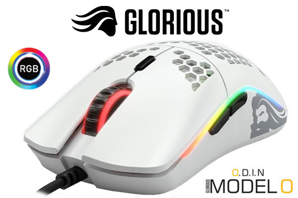 Glorious Model O | Worlds Lightest RGB Gaming Mouse (Matte White Edition)  / Max DPI 12,000 / HoneyComb Shell /Ascended Cord (ultra-flexible) / G-Skates Premium Mouse Feet / 67 grams / 6 Programable Buttons / GO-WHITE
