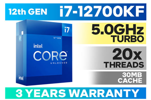 Intel 12th Gen Core i7-12700KF up to 5.00 GHz Unlocked 30MB Cache LGA 1700 125W BX8071512700KF Desktop Processor / Turbo Boost Max Technology 3.0 / High Performance Overclocking / Compatible With 600 Series Chipset / BX8071512700KF