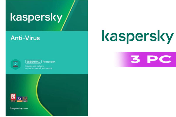 Kaspersky Anti-Virus Essential virus Protection - 3 Device/ 1-Year Subscription / Blocks Viruses & Malware in Real-time / Stops Hackers Taking Over Your PC Remotely / Helps Keep Your Machine Running Fast & Smooth / KL11719XDFS