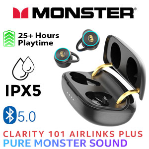 Monster Clarity 101 Plus AirLinks Wireless Headphones - Black