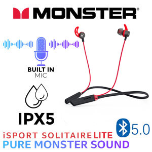 Monster iSport Solitaire Lite Wireless Headphones - Red