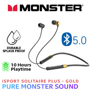 Monster iSport Solitaire Plus Wireless Headphones - Gold