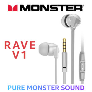 Monster Rave V1 In-Ear Headphones - Grey