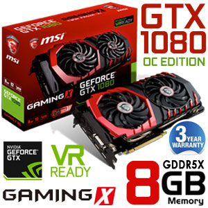 MSI GeForce GTX 1080 GAMING X Twin Frozr VI OVERCLOCKED Edition 8GB GDDR5X 2560 Core VR Ready Graphics Card