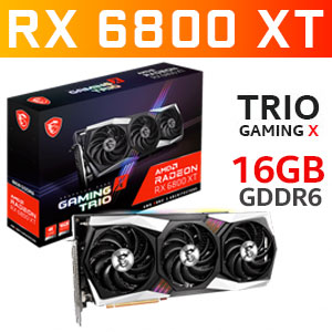MSI Radeon RX 6800 XT GAMING X TRIO 16GB GDDR6 Gaming Graphics Card / 4608 Stream Core / Boost Clock : 2285MHz / Base Clock: 1850 /  TRI FROZR 2 Thermal System / FidelityFX Contrast Adaptive Sharpening / DirectX  Raytracing / Precision-crafted Heat Pipes / RGB Mystic Light / 912-V395-002