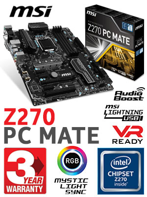 Msi Z270 Pc Mate Intel Motherboard Free Shipping South Africa