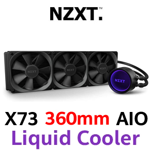 NZXT Kraken X73 360mm RGB All In One CPU Liquid Cooler / Stunning Visual Effects / Customizable Lighting Effects / Larger Infinity Mirror Ring LED / Triple 120mm PWM Fans / 360mm Radiator / Copper Cold Plate / 10% Bigger LED Ring Allows for More Vivid RGB / RL-KRX73-01