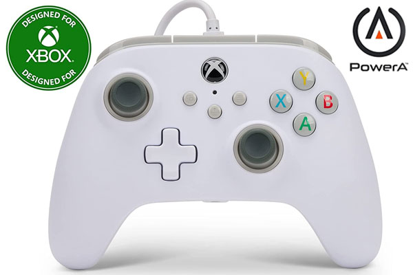 Controlador con cable PowerA para Xbox Series X|S - Blanco, gamepad, controlador de videojuegos con cable, controlador de juegos, funciona con Xbox One - Xbox Series X / 1519365-01