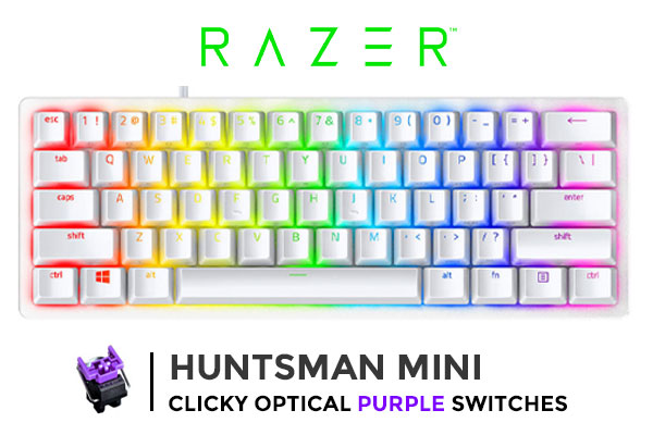 Razer Huntsman Mini Gaming Keyboard Purple Switches Mercury