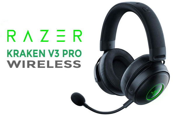 Razer Kraken V3 Pro Wireless Gaming Headset / Multi Compatibility / TriForce Titanium 50mm Drivers / THX Spatial Audio / Oval Ear Cushions / Passive Noise Cancellation / Detachable HyperClear SuperCardioid /