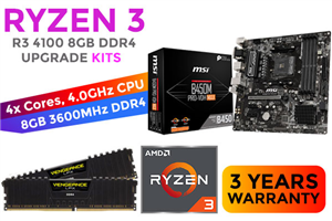 AMD RYZEN 3 4100 MSI B450M PRO-VDH Max 8GB 3600MHz Upgrade Kit - MSI B450M PRO-VDH Max AMD Ryzen ATX Motherboard +  AMD RYZEN 5 3600 6MB Game Cache Up to 4.2GHz CPU (OEM) + Corsair Vengeance LPX 8GB (1x 8GB) 3600MHz DDR4 Desktop Memory