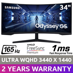 Samsung Odyssey G55T 34" 165Hz Curved Gaming Monitor