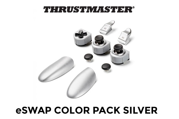 Thrustmaster eSwap Color Pack Silver / Silver long triggers / Black and Silver 4-direction D-pad Module / Super-responsive Tact Switches / Additional Convex Caps for Ministicks / Ultra-soft Silver Grips / E Swap Pro Controller / TM4160766