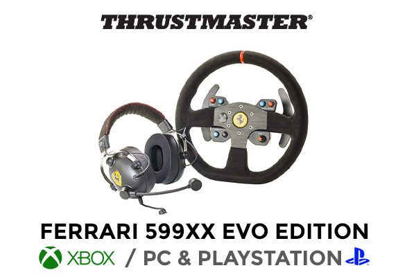 ThrustMaster Ferrari 599XX EVO Edition with Alcantara Race Bundle / Xbox One, Windows, PlayStation / Ferrari Racing Wheel Made for GT Fans / Alcantara Gaming Headset / 4160771