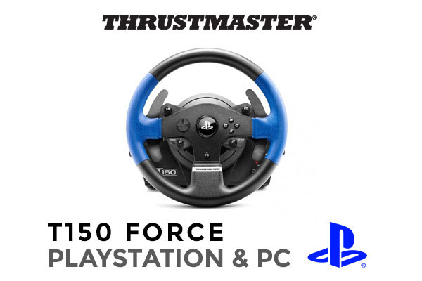 Thrustmaster T150 Force Feedback Racing Wheel For Playstation 3 & 4 And PC / PS4 And PS3 Sliding Switch / Works with PS5 games / Rotation Angle Adjustable From 270 to 1080 Degree / 28cm in Diameter / 13 Action Buttons / Mixed Belt-Pulley And Gears System / TM4160628