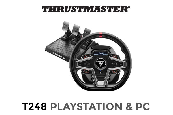 Thrustmaster T248 PS5/ PS4/ PC Steering Wheel And Pedals / 2 Dual-position Encoders / Twice as Many Action Buttons / T3PM Magnetic Pedal / 4 Pressure Modes / Up to 25 Action Buttons / 4160783