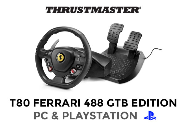 [OPEN BOX] Thrustmaster T80 Ferrari 488 GTB Edition Racing Wheel For PS4 / 2-Pedal Pedal Set Included / Central Clamping System / TM4160672