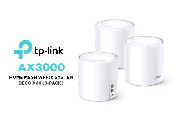 TP-LINK Deco X60 AX3000 Whole Home Mesh Wi-Fi 6 System - 3 Pack / Compatible With Amazon Alexa / Connects over 150 Devices / Faster Wi-Fi 6 Speed / Boosted Seamless Coverage / Enhanced Whole Home Coverage / NET-TL-DECO-X60-3PK