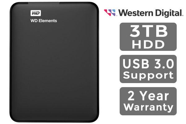WD 3TB Elements Portable External Hard Drive - USB 3.0 
