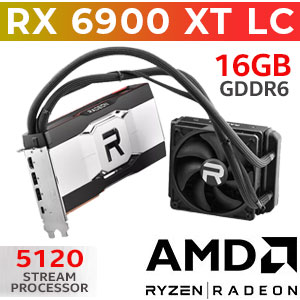 [OEM] XFX Radeon RX 6900 XT Liquid Cooling 16GB GDDR6 Gaming Graphics Card / 5120 Stream Core / Boost Clock : 2435MHz / Performance to Dominate Games / Superior Cooling / DirectX 12 Ultimate / Real-Time Ray Tracing Technology / RX-69TMAQFDB