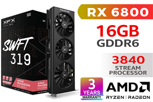 XFX Speedster SWFT319 AMD Radeon™ RX 6800 Core Gaming Graphics Card with 16GB GDDR6, AMD RDNA™ 2 / RX-68XLAQFD9