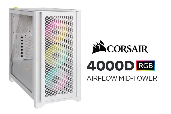 Corsair iCUE 4000D RGB AIRFLOW Mid-Tower Case, 3x AF120 RGB ELITE