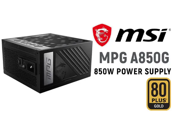 MSI MPG A850G PCIE 5 & ATX 3.0 Gaming Power Supply - Full Modular - 80 Plus  Gold Certified 850W - 100% Japanese 105°C Capacitors - Compact Size - ATX
