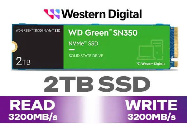 Western Digital 1TB WD Green Internal SSD Solid State Drive & 1TB WD Green  SN350 NVMe Internal SSD Solid State Drive - Gen3 PCIe, QLC, M.2 2280, Up to