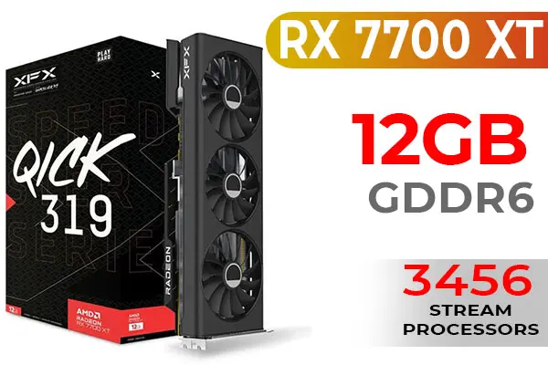 XFX Speedster QICK 319 Radeon™ RX 7700 XT Black Edition