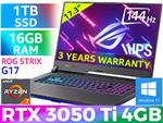 ASUS ROG Strix G17 3050 Ti Gaming Laptop With 16GB RAM & 1TB SSD