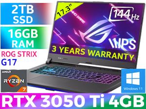 ASUS ROG Strix G17 3050 Ti Gaming Laptop With 16GB RAM & 2TB SSD
