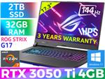 ASUS ROG Strix G17 3050 Ti Gaming Laptop With 32GB RAM & 2TB SSD