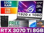 ASUS ROG Strix G17 G713RW RTX 3070 Ti Gaming Laptop With 32GB RAM & 2TB SSD