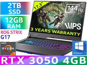 ASUS ROG Strix G17 RTX 3050 Gaming Laptop With 12GB RAM & 2TB SSD