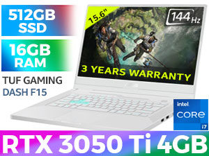 ASUS TUF Gaming Dash F15 11th Gen RTX 3050 Ti Gaming Laptop