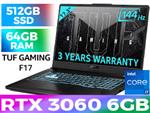 ASUS TUF Gaming F17 Core i7 RTX 3060 Gaming Laptop With 64GB RAM