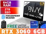 HP ENVY 15 Core i9 RTX 3060 4K Touchscreen Laptop 47D96EA With 64GB RAM
