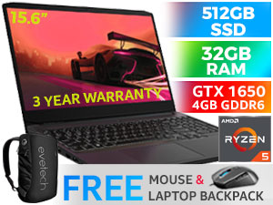 Lenovo IdeaPad Gaming 3 GTX 1650 Laptop With 32GB RAM & 512GB SSD