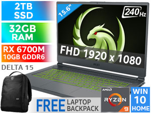 MSI Delta 15 RX 6700M Ryzen 9 Gaming Laptop With 2TB SSD & 32GB RAM