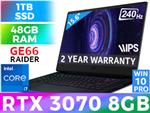 MSI GE66 Raider 11UG RTX 3070 Gaming Laptop With 48GB RAM