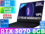 MSI GE66 Raider 11UG RTX 3070 Laptop With 48GB RAM & 8TB SSD