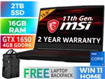 MSI GF63 Thin 11SC Core i7 GTX 1650 Gaming Laptop With 16GB RAM & 2TB SSD