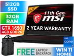 MSI GF63 Thin 11SC Core i7 GTX 1650 Gaming Laptop With 32GB RAM