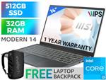 MSI Modern 14 B11MOU Core i3 Laptop With 32GB RAM & 512GB SSD