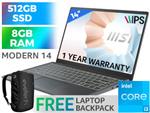 MSI Modern 14 B11MOU Core i3 Professional Laptop With 512GB SSD