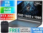MSI Stealth 15M A11UEK Core i7 RTX 3060 Laptop With 24GB RAM & 1TB SSD