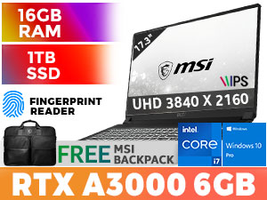 MSI WS76 11UK Core i7 RTX A3000 Workstation Laptop